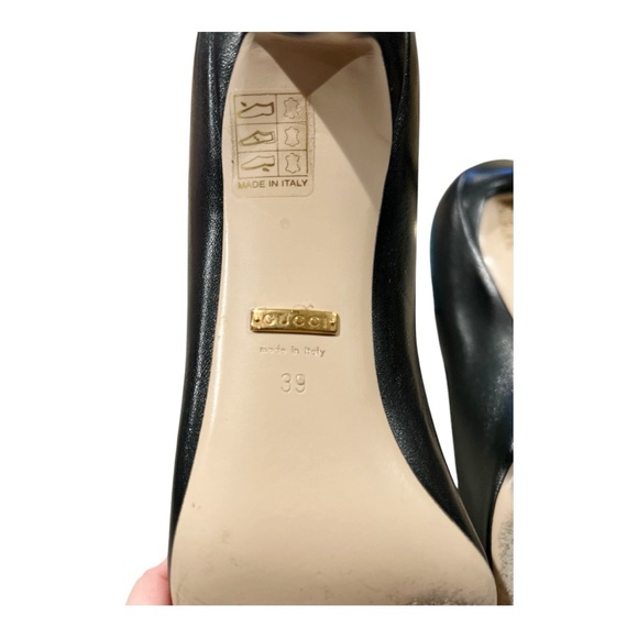 GUCCI GG Malaga Kid Zumi Logo Leather Pump Heel EU 39 US 9 Interlocking - Picture 12 of 12